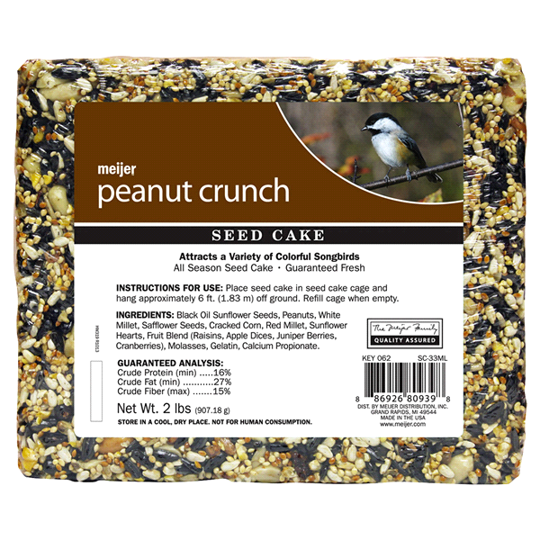 slide 1 of 1, Meijer Bird Seed Cake, Peanut Crunch, 2 lb