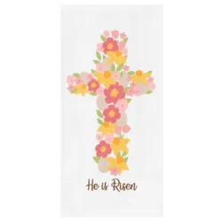 Meijer Corporate Seasonal Easter Floral Cross Risen Print Dual Kitchen Towel, 16 in x 26 in