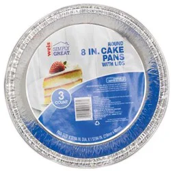 Weis Quality Round Cake Pans W/Lid 8" 3 pk Foilware