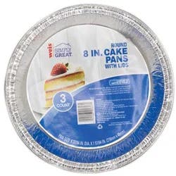 Weis Quality Round Cake Pans W/Lid 8" 3 pk Foilware