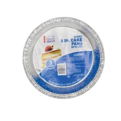 Weis Quality Round Cake Pans W/Lid 8" 3 pk Foilware