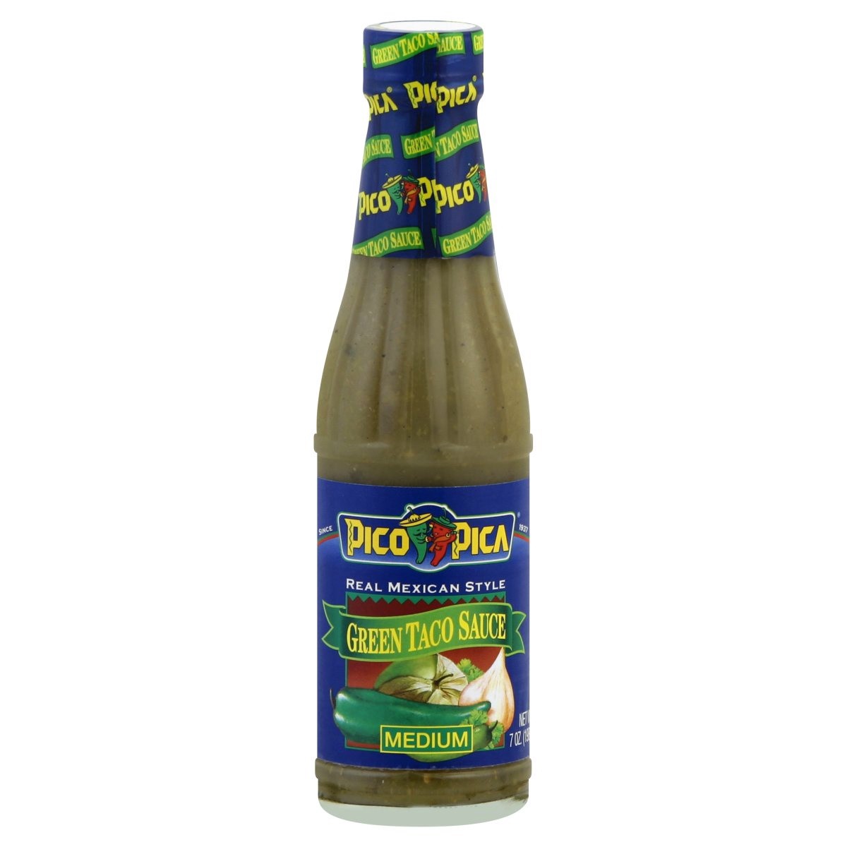 slide 1 of 1, Pico Pica Taco Sauce Real Mexican Style Green Medium, 7 oz