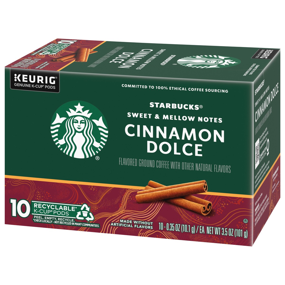 slide 5 of 8, Starbucks K-Cup Coffee Pods—Cinnamon Dolce Flavored Coffee—Naturally Flavored—100% Arabica—1 box (10 pods), 10 ct
