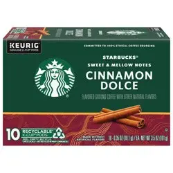 Starbucks K-Cup Coffee Pods—Cinnamon Dolce Flavored Coffee—Naturally Flavored—100% Arabica—1 box (10 pods)