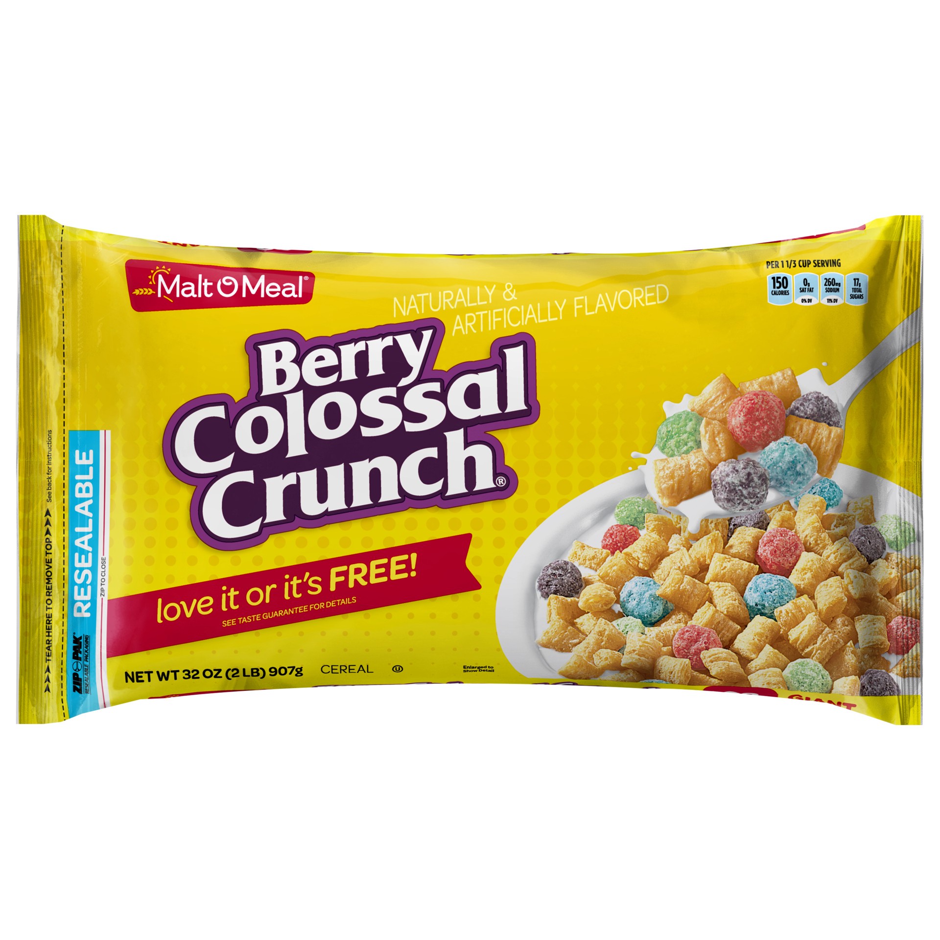 slide 1 of 2, Malt-O-Meal Berry Colossal Crunch, 32 oz