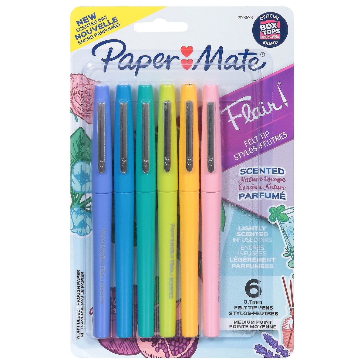 slide 3 of 13, Paper Mate 0.7mm Medium Point Felt Tip Nature Escape Pens 6 ea, 6 ct