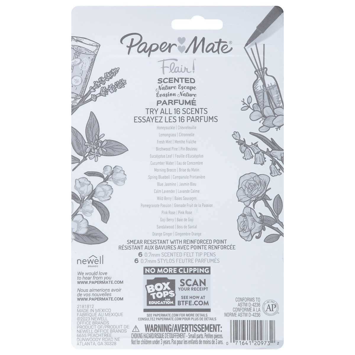 slide 11 of 13, Paper Mate 0.7mm Medium Point Felt Tip Nature Escape Pens 6 ea, 6 ct