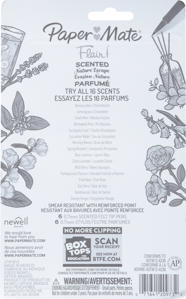 slide 12 of 13, Paper Mate 0.7mm Medium Point Felt Tip Nature Escape Pens 6 ea, 6 ct