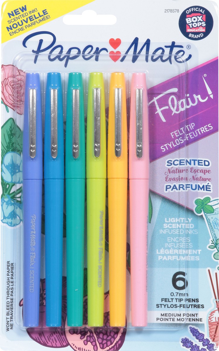 slide 10 of 13, Paper Mate 0.7mm Medium Point Felt Tip Nature Escape Pens 6 ea, 6 ct