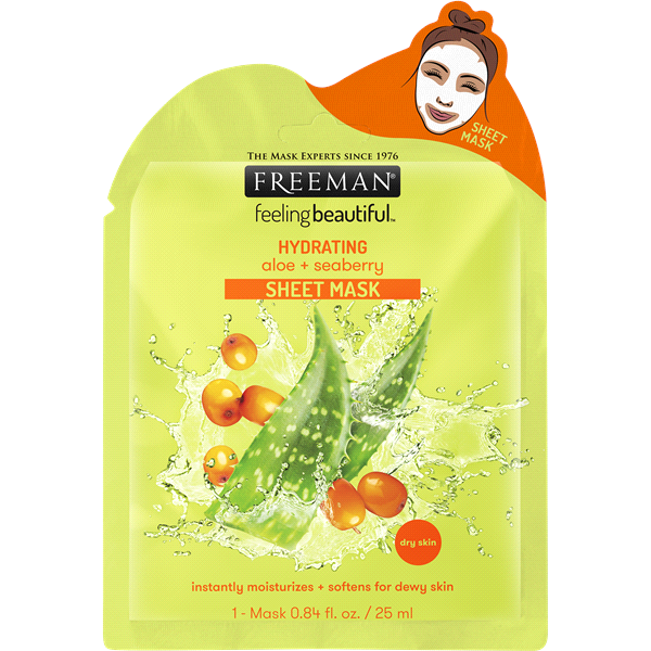 slide 1 of 1, Freeman Feeling Beautiful Hydrating Aloe + Seaberry Sheet Mask, 0.84 fl oz