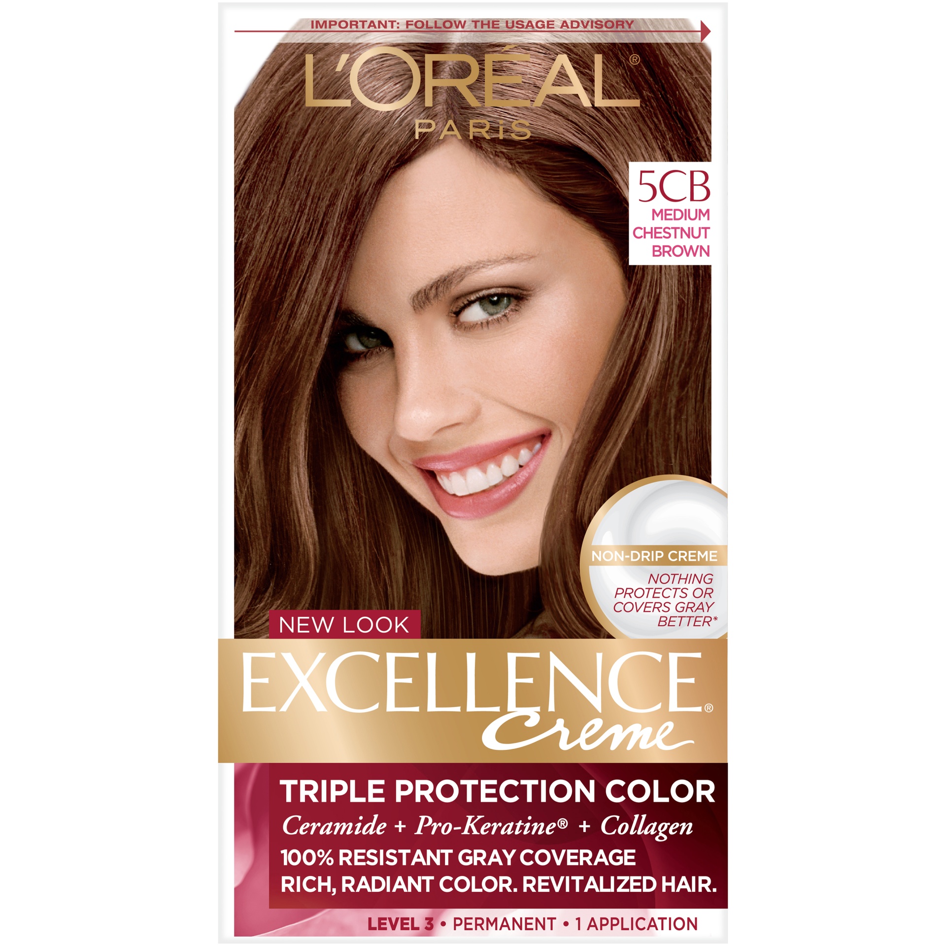 slide 2 of 8, L'Oréal Excellence Creme Triple Protection Color 5CB Medium Chestnut Brown, 1 ct