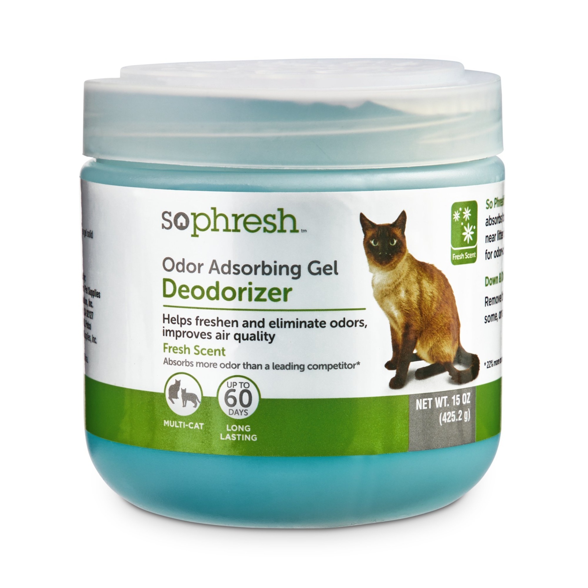 slide 1 of 1, So Phresh Odor-Absorbing Gel Cat Deodorizer with Fresh Scent, 15 fl oz