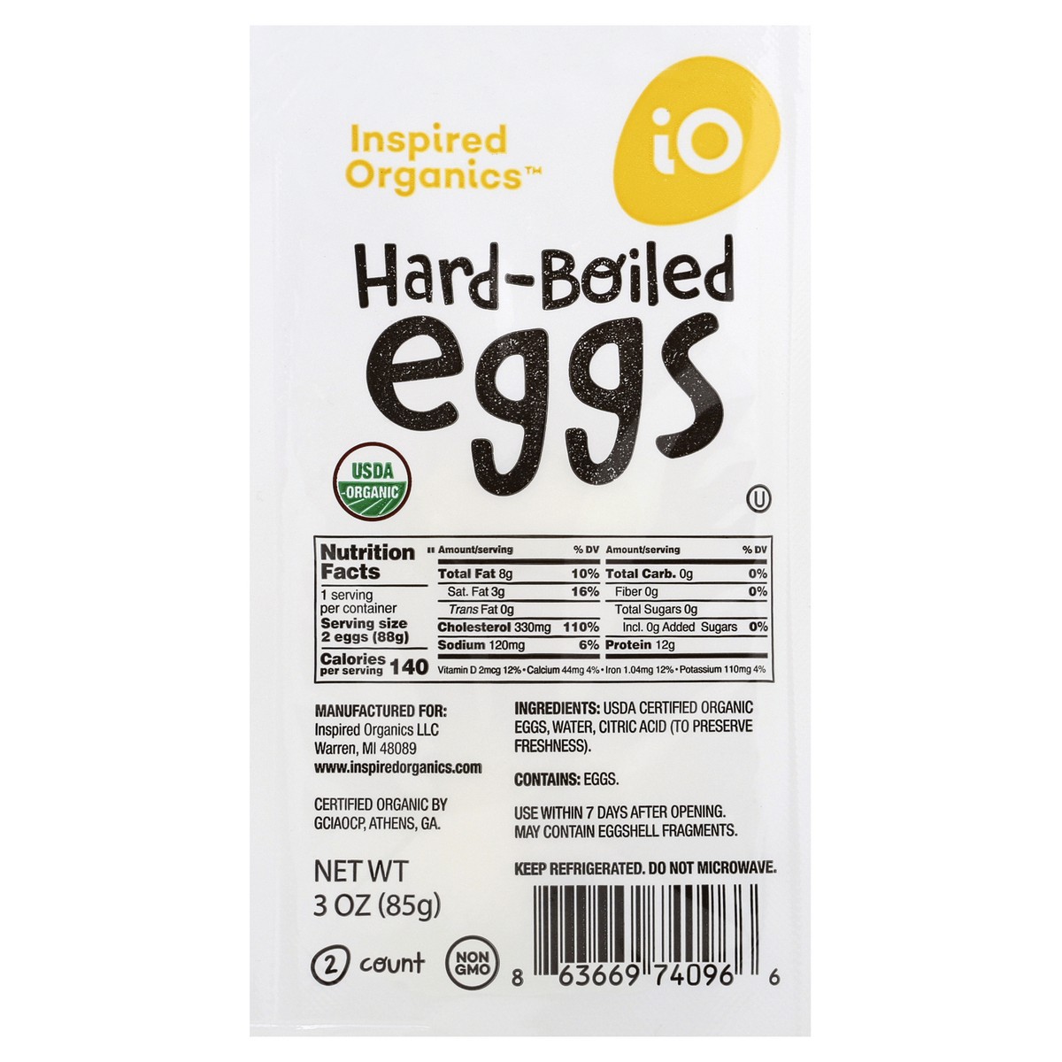 slide 3 of 6, Inspired Organics Hard-Boiled Eggs, 2 ct