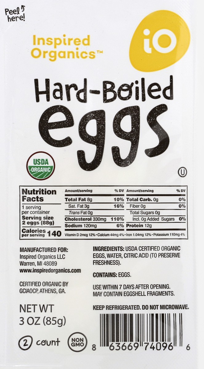 slide 1 of 6, Inspired Organics Hard-Boiled Eggs, 2 ct