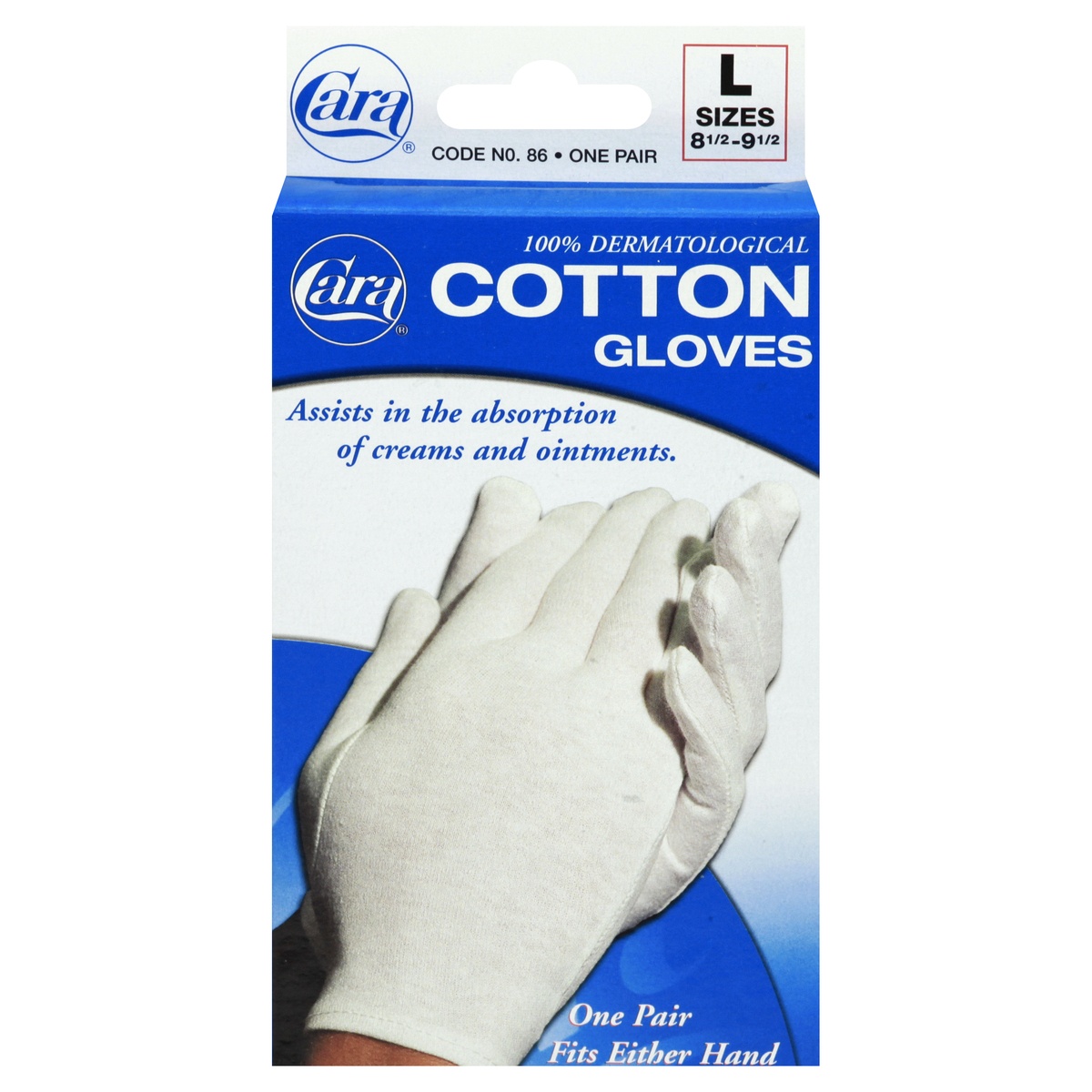 slide 1 of 1, Cara Cotton Gloves Large, 1 pair