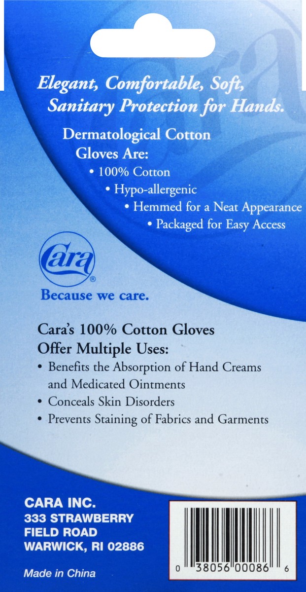 slide 6 of 8, Cara Cotton Gloves Large, 1 pair