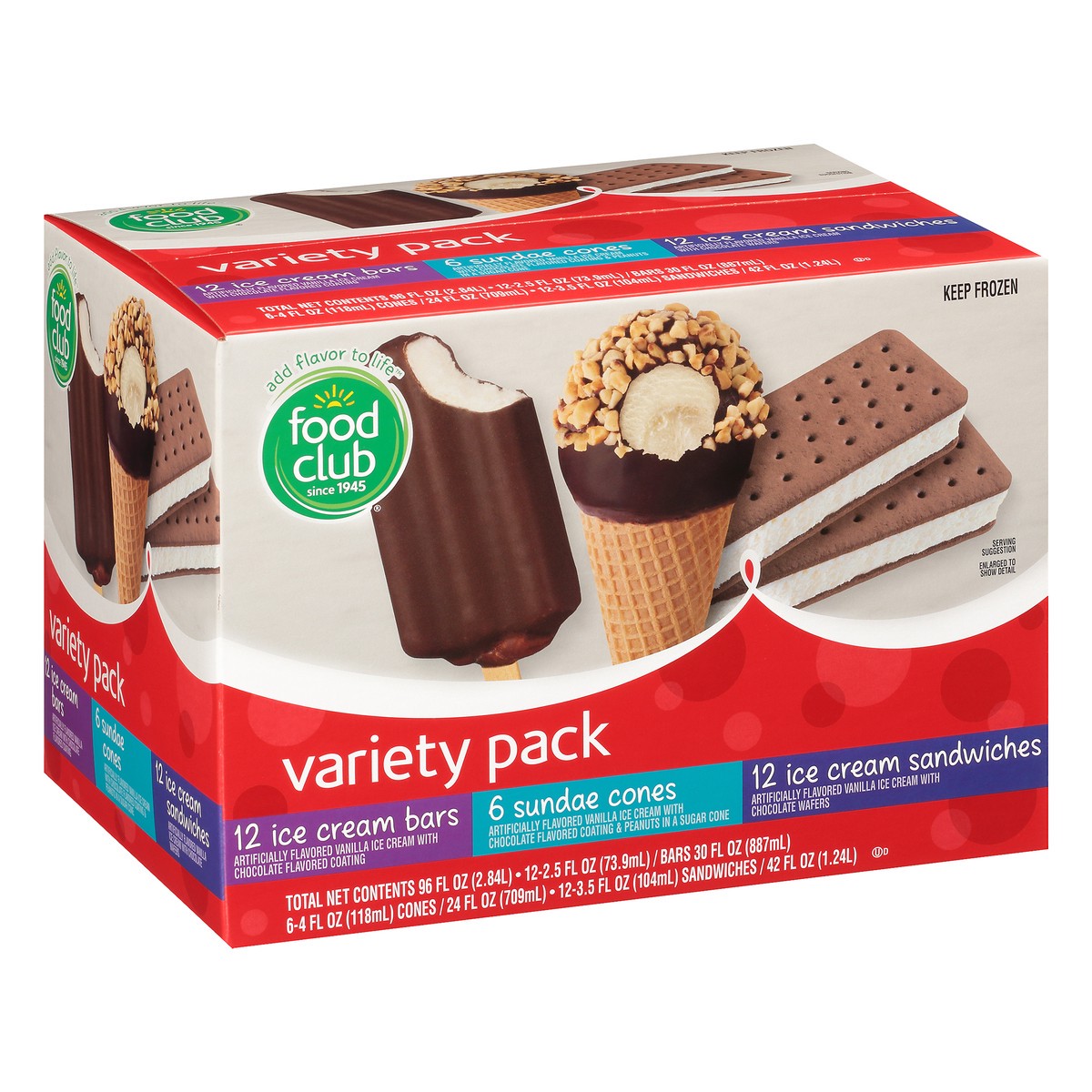 slide 2 of 10, Food Club Variety Pack Ice Cream Novelties, 30 ct