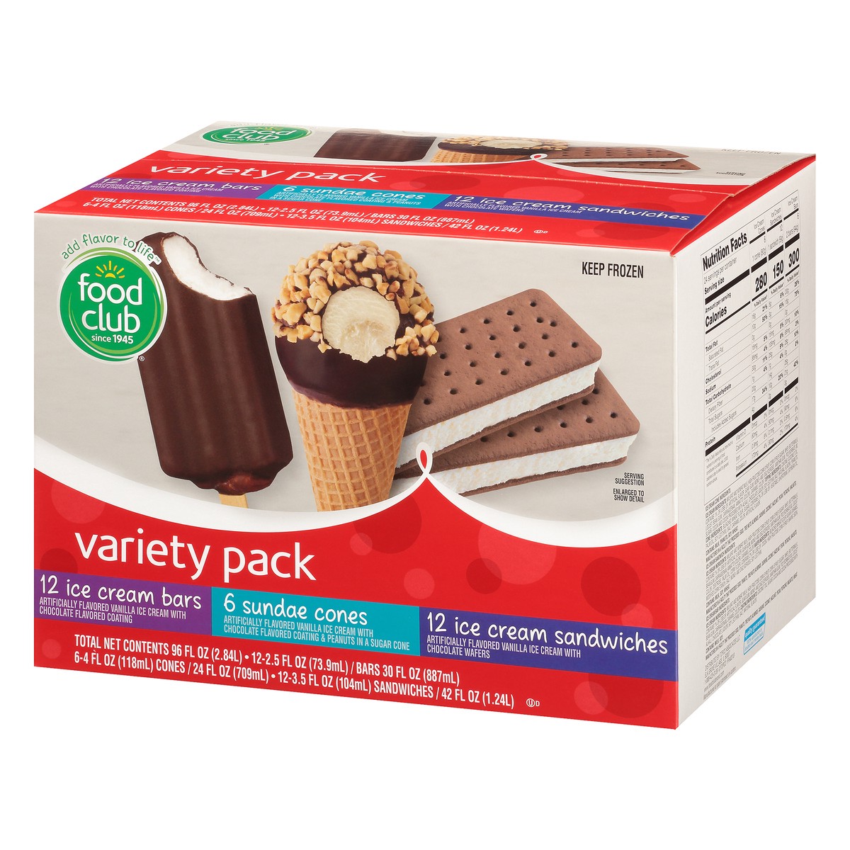 slide 3 of 10, Food Club Variety Pack Ice Cream Novelties, 30 ct