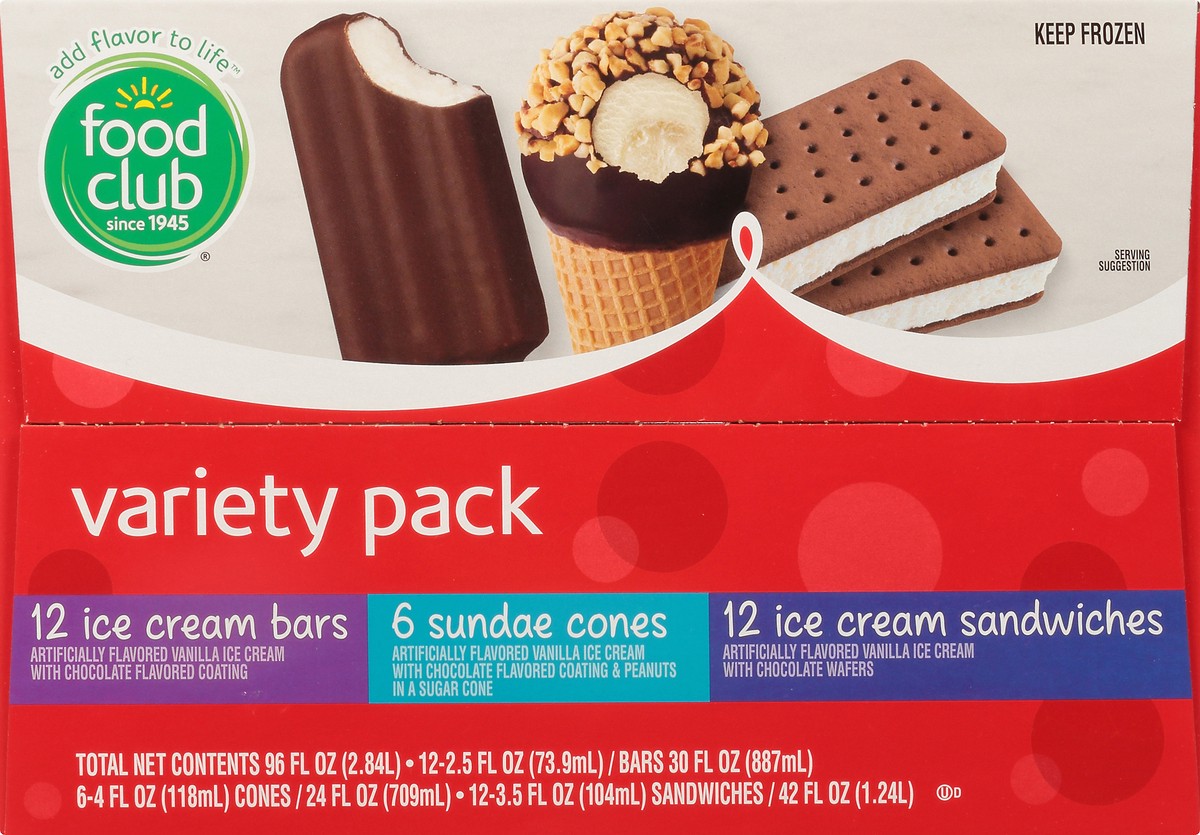 slide 6 of 10, Food Club Variety Pack Ice Cream Novelties, 30 ct