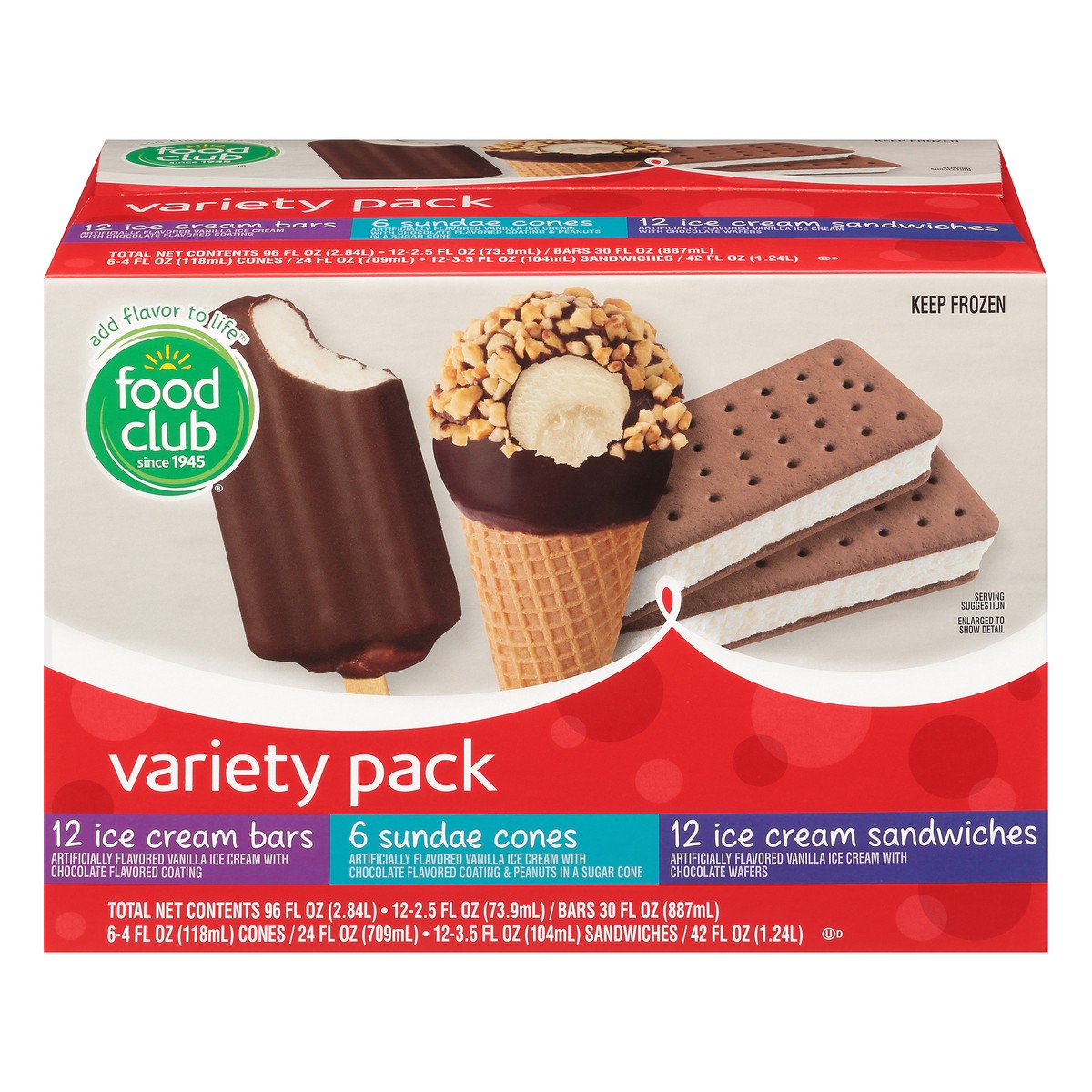 slide 1 of 10, Food Club Variety Pack Ice Cream Novelties, 30 ct