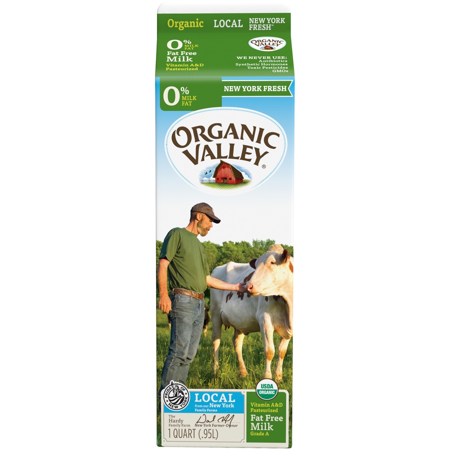 slide 1 of 3, Organic Valley Skim Milk, 32 oz