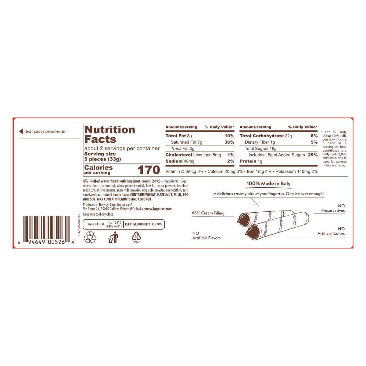 slide 3 of 3, Gastone Lago Lago Roll Break Hazelnut, 2.82 oz