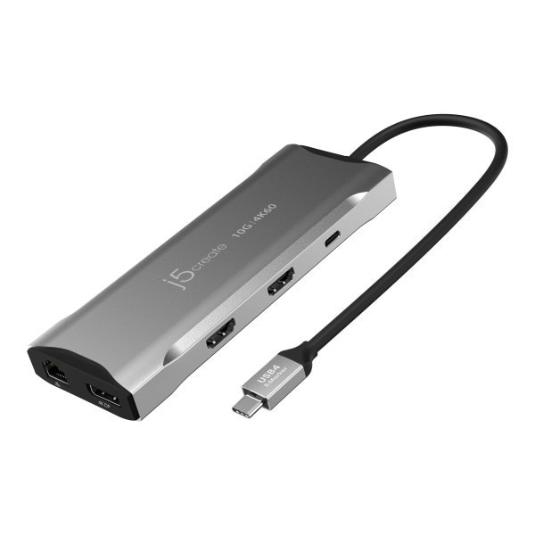 slide 5 of 6, J5Create 4K 60 Elite Usb-C Triple-Monitor Mini-Dock, Space Gray, Jcd397, 1 ct