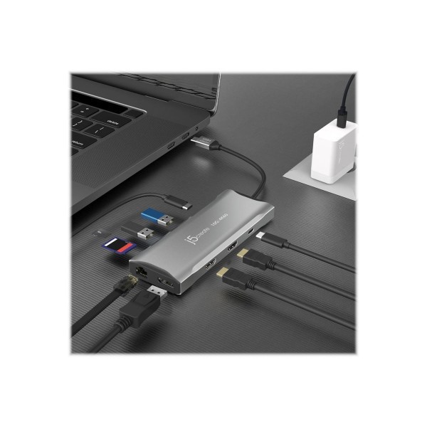 slide 3 of 6, J5Create 4K 60 Elite Usb-C Triple-Monitor Mini-Dock, Space Gray, Jcd397, 1 ct