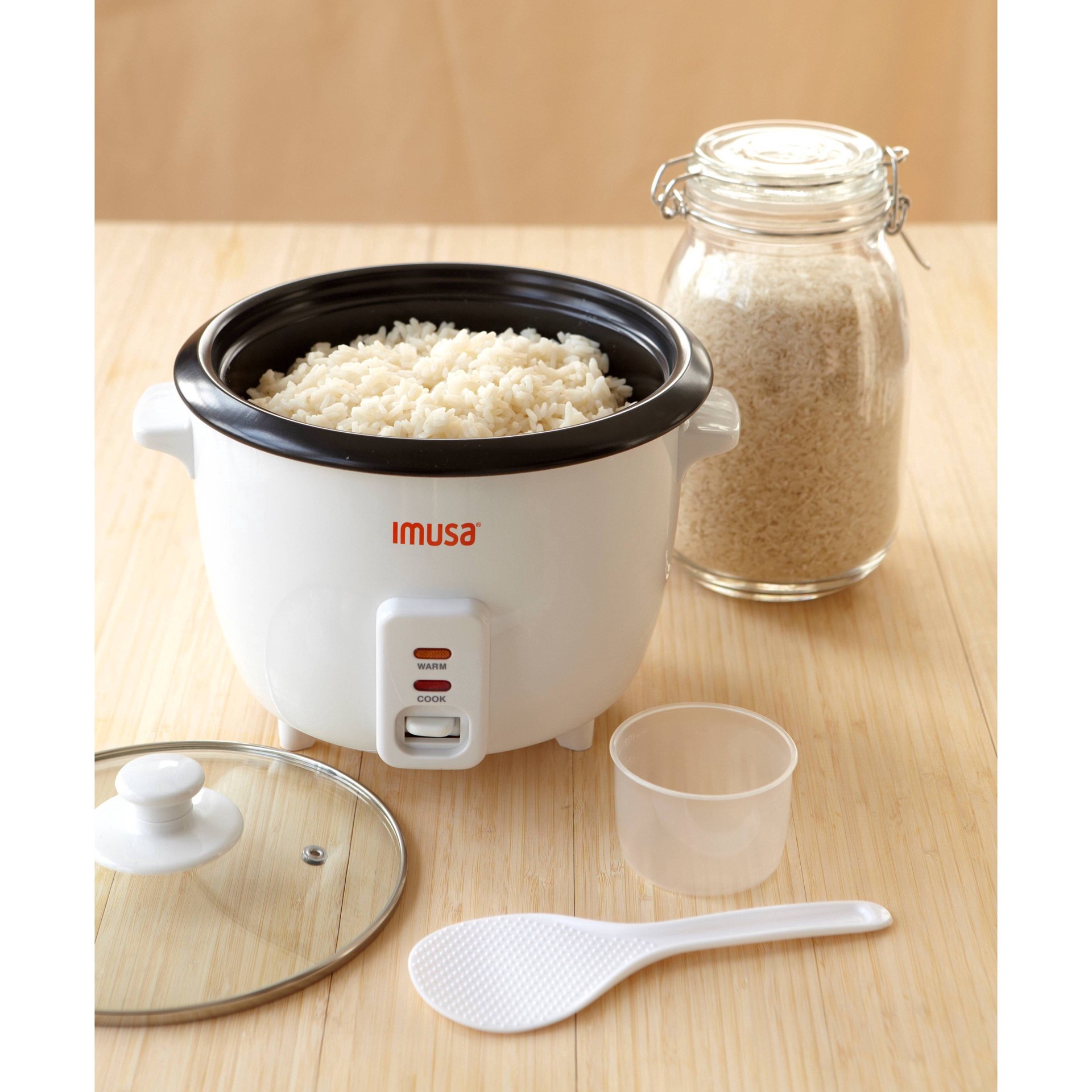 slide 4 of 7, IMUSA 5 Cup Electric Nonstick Rice Cooker - White, 1 ct
