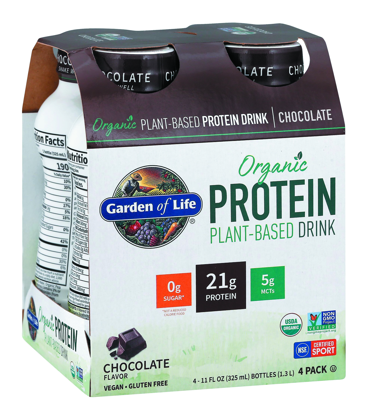 slide 1 of 1, Garden of Life Chocolate Protein Drink 4 Pack, 44 oz