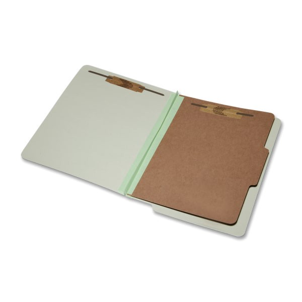 slide 1 of 2, SKILCRAFT® End-Tab 2"" Prong Classification Folders, Letter Size, 30% Recycled, Light Green, Box Of 10 (AbilityOne 7530-01-590-7106), 10 ct