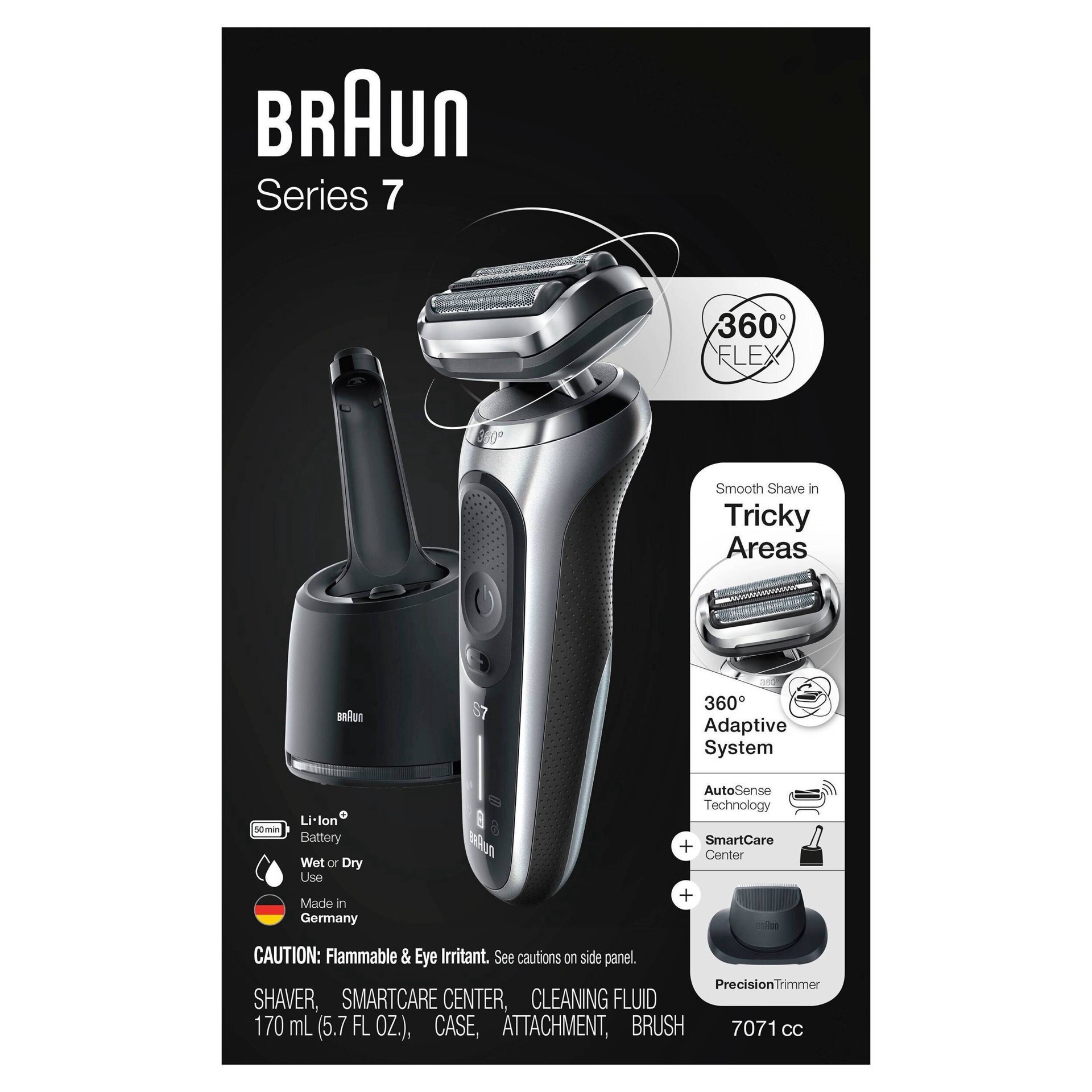 slide 12 of 13, Braun Series 7-7071cc Men's Rechargeable Wet & Dry Electric Foil Shaver System, 1 ct