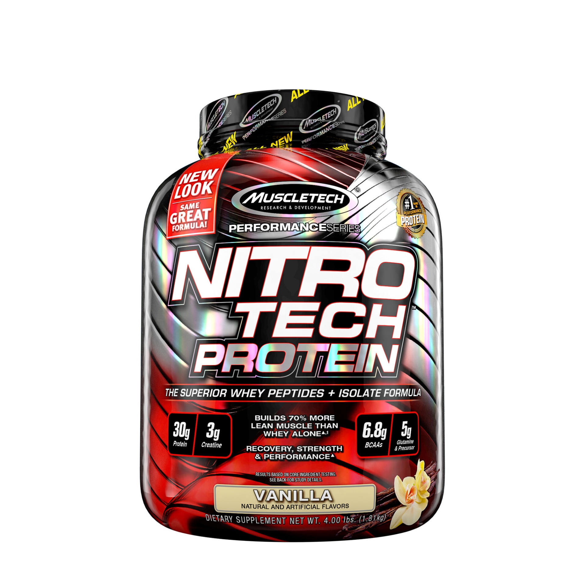 slide 1 of 1, MuscleTech Nitro-Tech - Vanilla, 4 lb