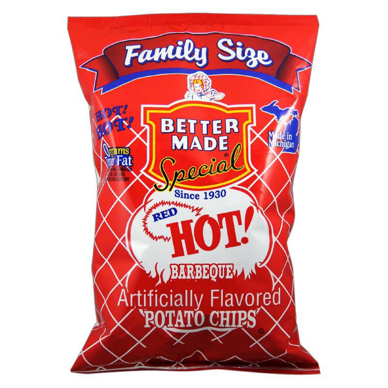 slide 1 of 2, Better Made Special Red Hot Barbeque Potato Chips, 9.5 oz