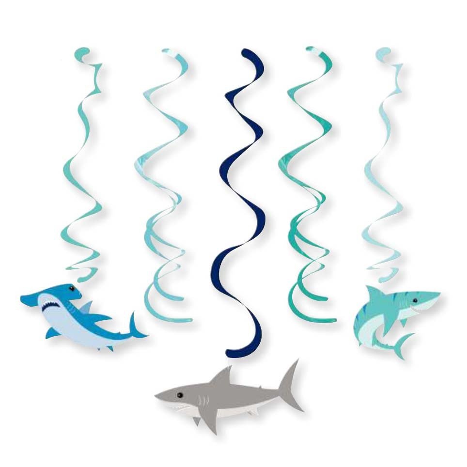 slide 1 of 1, Creative Converting Shark Party Assorted Dizzy Danglers, 5 ct