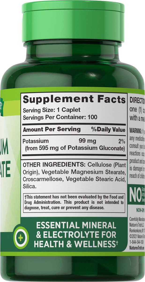 slide 2 of 5, Nature's Truth Potassium Gluconate 595 mg, 100 ct