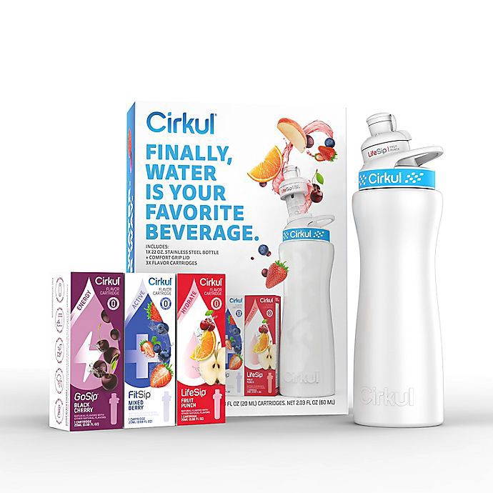 slide 2 of 9, Cirkul Starter Kit with Stainless Steel Bottle and 3 Cartridges, 22 oz