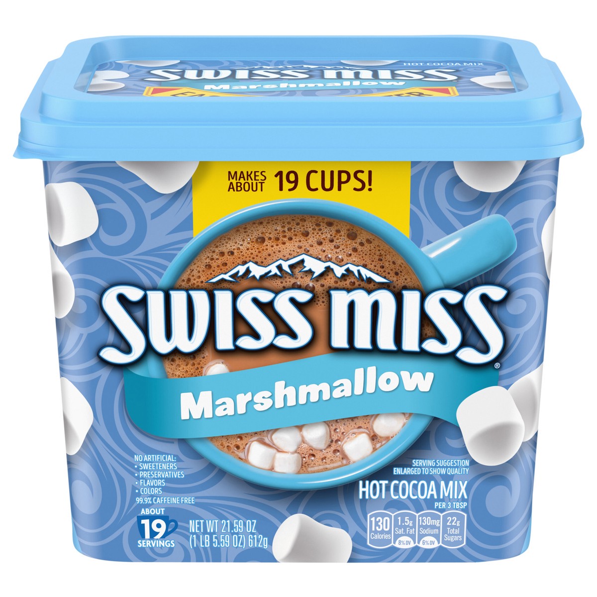 slide 1 of 5, Swiss Miss Hot Cocoa Drink Mix, Milk Chocolate with Marshmallows, Easy-Grip Canister - 21.59 oz, 21.59 oz