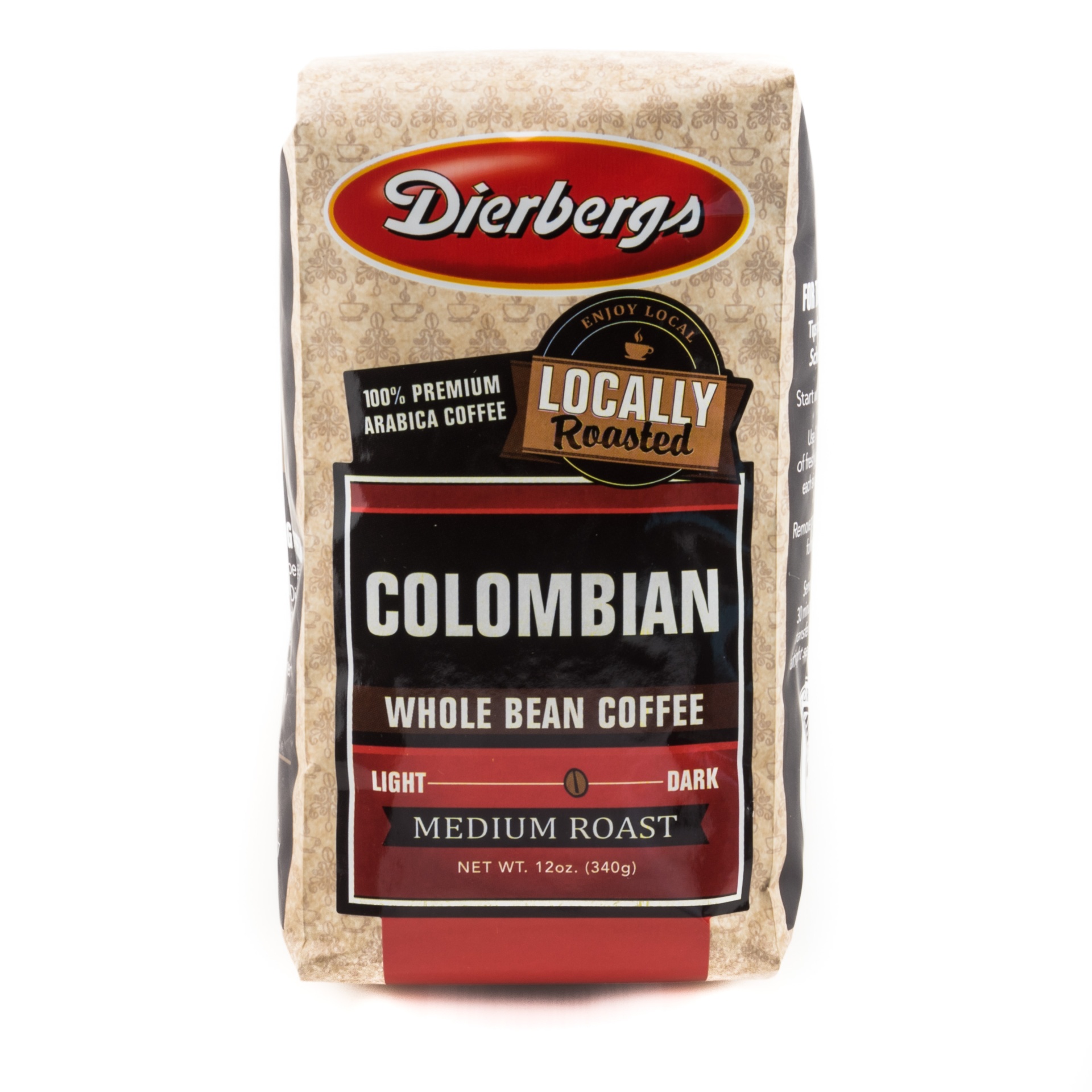 slide 1 of 1, Dierbergs Columbian Whole Bean Coffee, 12 oz