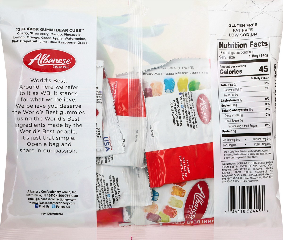 slide 10 of 13, Albanese Mini Packs 12 Flavor Gummi Bear Cubs 18 ea, 9 oz