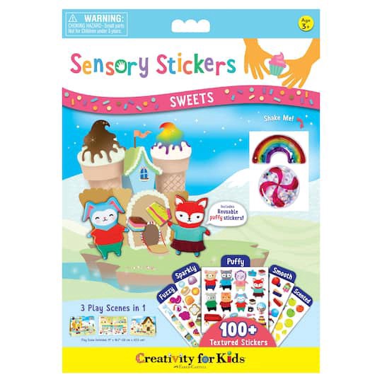 slide 1 of 9, Faber-Castell Creativity For Kids Sweets Sensory Stickers, 100 textured stickers