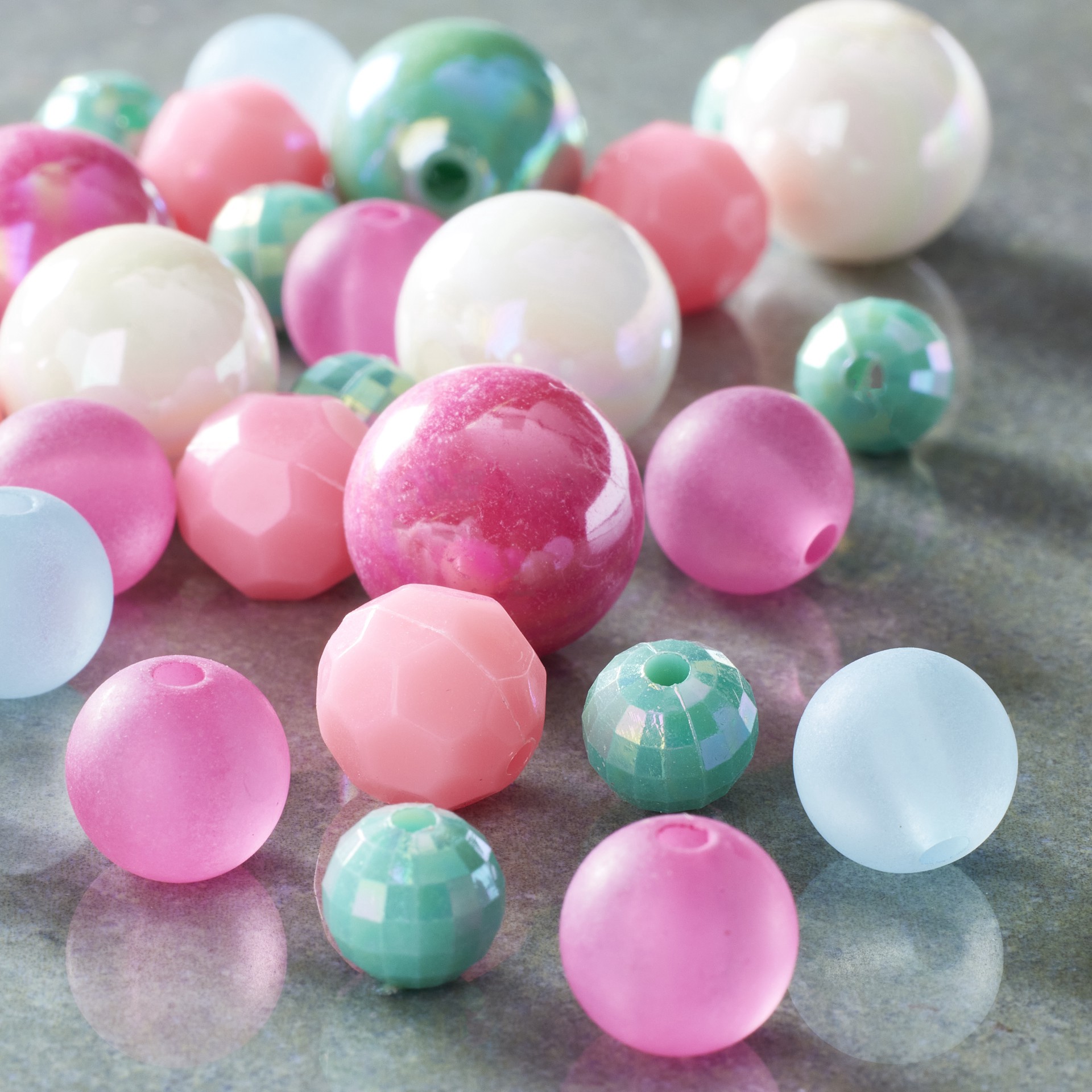 slide 2 of 2, Mixed Pink & Turquoise Craft Beads By Bead Landing, 8mm, 10mm, 14mm