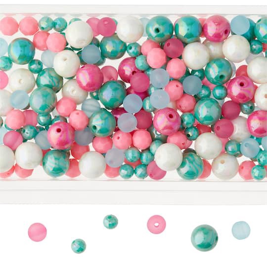 slide 1 of 2, Mixed Pink & Turquoise Craft Beads By Bead Landing, 8mm, 10mm, 14mm