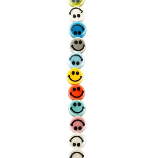 slide 1 of 3, Multicolor Ceramic Smiley Face Beads, 7.5mm By Bead Landing, 7.5mm