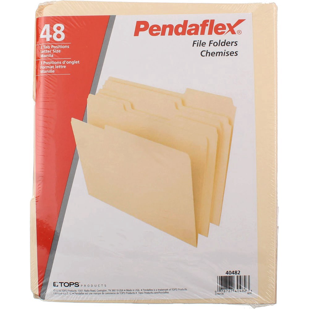 slide 1 of 2, Pendaflex Essentials Letter Size 3Tab Manila File Folder, 48 ct
