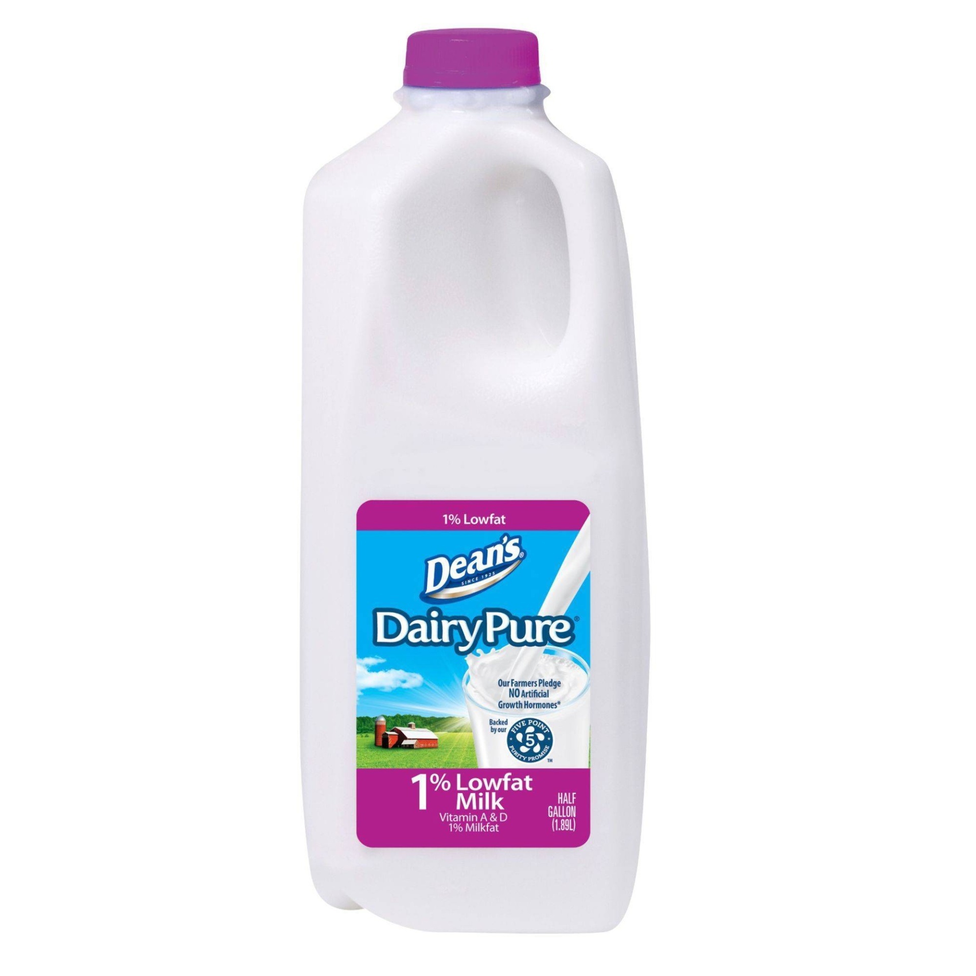 slide 1 of 2, Dairy Pure 1% Low-Fat Milk, 1/2 gal