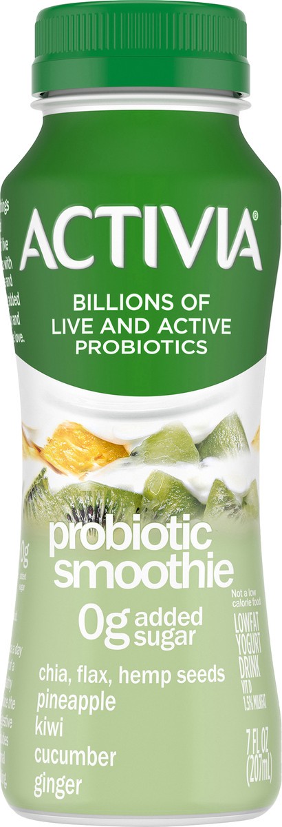 slide 3 of 8, Activia Probiotic Smoothie, Chia, Flax, Hemp Seeds, Pineapple, Kiwi, Cucumber & Ginger, 7 oz., 7 fl oz
