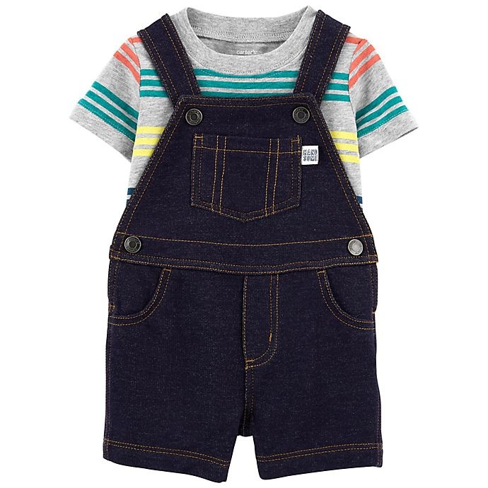 slide 1 of 1, carter's Tee & Knit Denim Shortalls, 2 ct