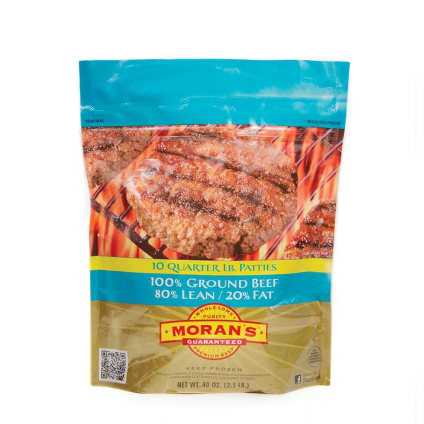 slide 1 of 1, Moran's (Mt) Moran 80/20 Beef Patties, 2.5 lb