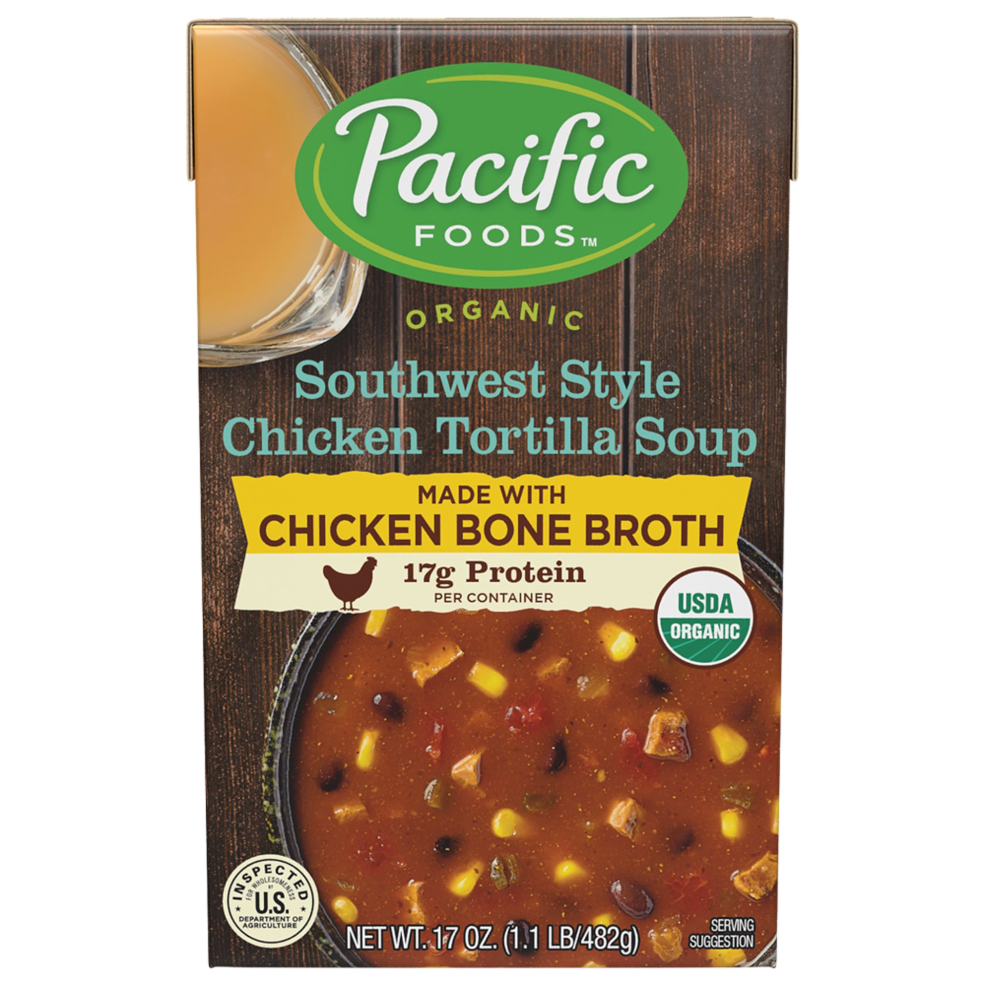 slide 1 of 5, Pacific Foods Organic Southwest Style Chicken Tortilla Soup with Chicken Bone Broth 17oz, 17 oz